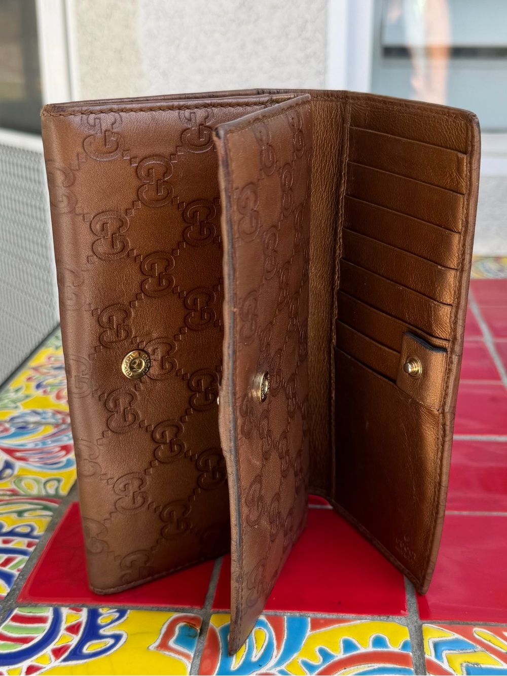 Gucci Brown Monogram Continental Wallet - Picture 8 of 10